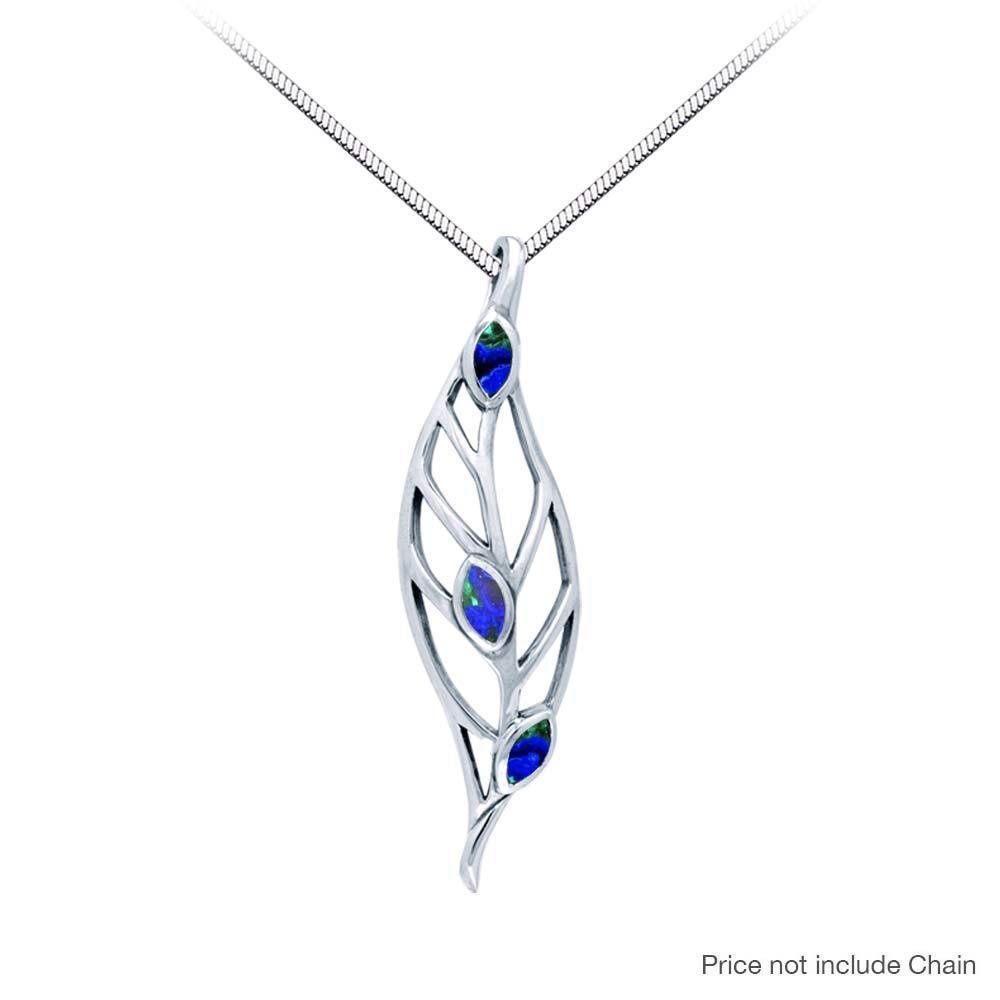 Leaf Silver Pendant with Gemstones TPD3339 Pendant