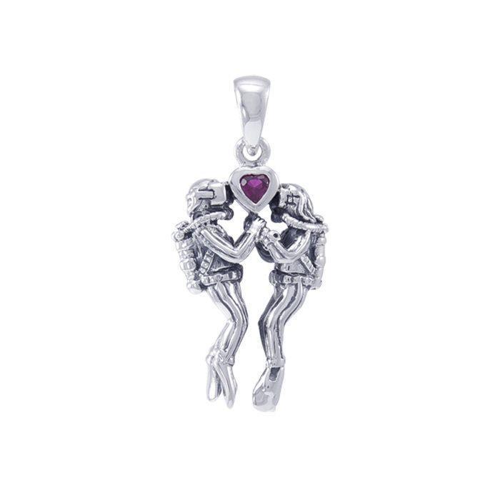 Undersea Lovers Gemstone Sterling Silver Pendant TPD4782 - Natural Amethyst Pendant