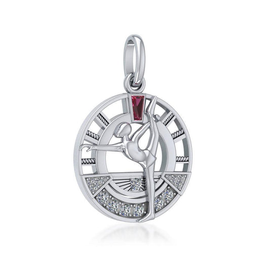 Meditative Standing Bow and Pulling Yoga Pose ~ Sterling Silver Pendant with Gemstone TPD5025 Pendant