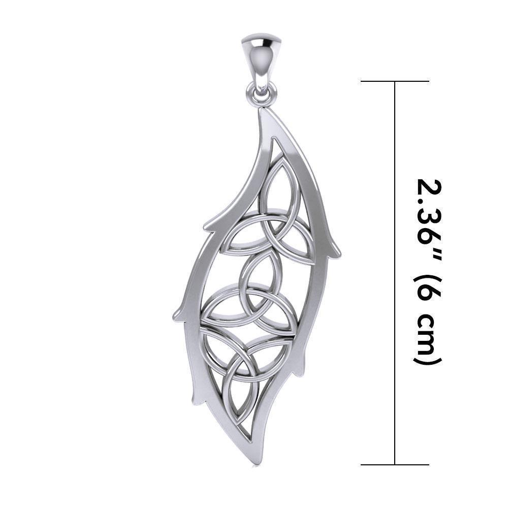 Triple Trinity Knots Leaf Sterling Silver Pendant TPD5028 Pendant