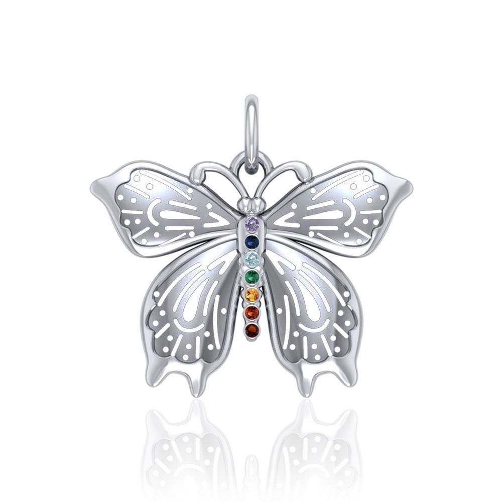 Spiritual Chakra Butterfly Silver Pendant TPD5054 Pendant