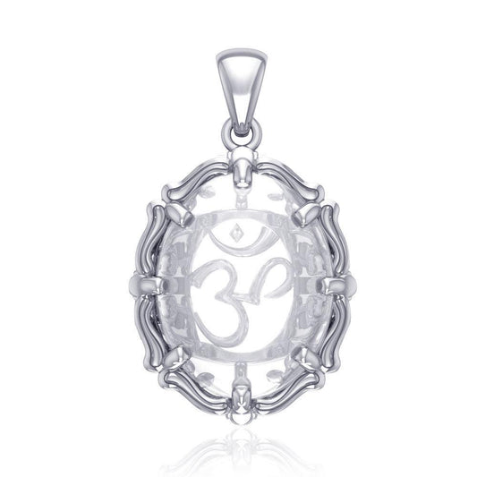 Om Sterling Silver Pendant with Genuine White Quartz TPD5111 Pendant