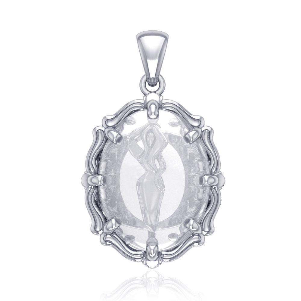 Goddess of Passion Sterling Silver Pendant with Genuine White Quartz TPD5120 Pendant