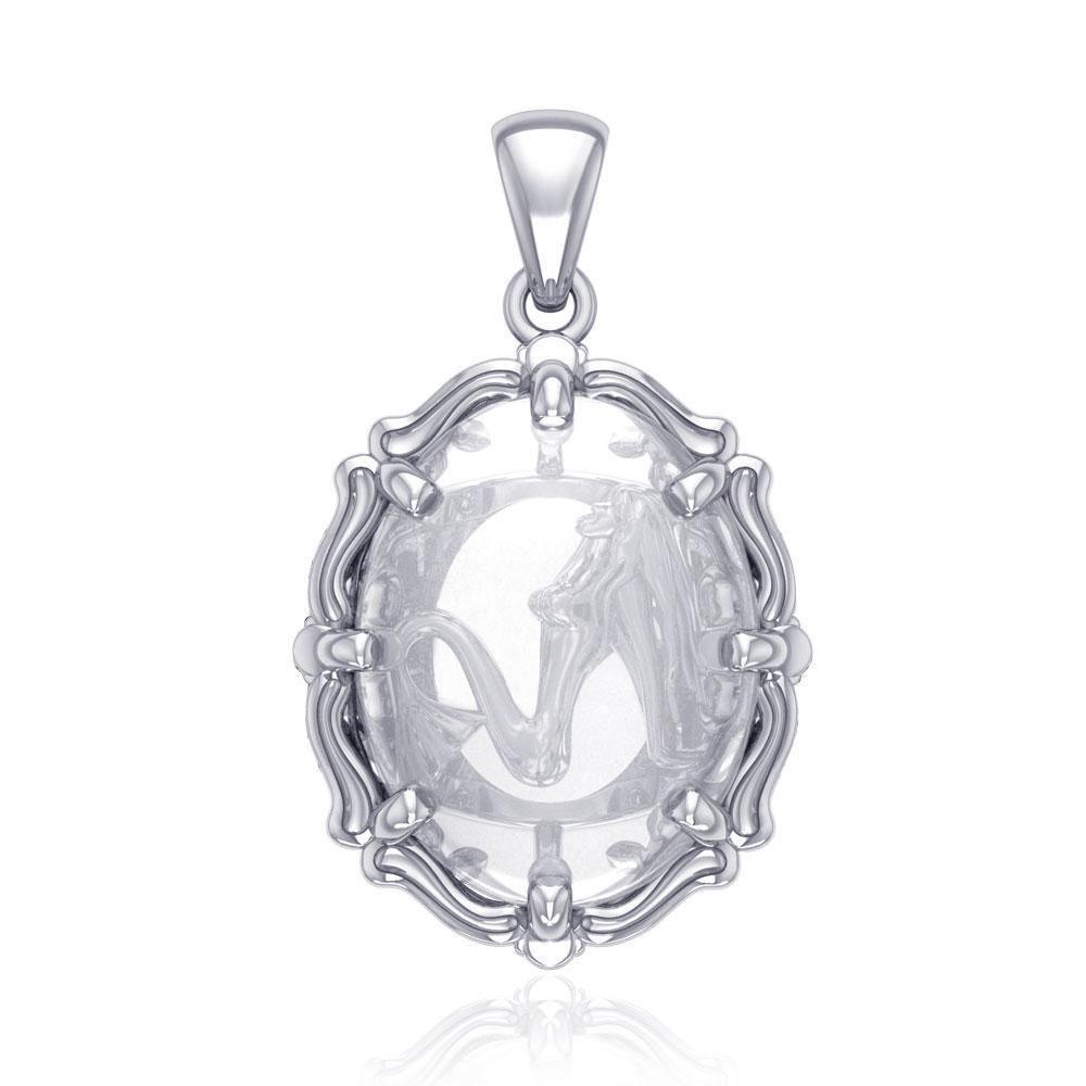 Mermaid Sterling Silver Pendant with Genuine White Quartz TPD5127 Pendant