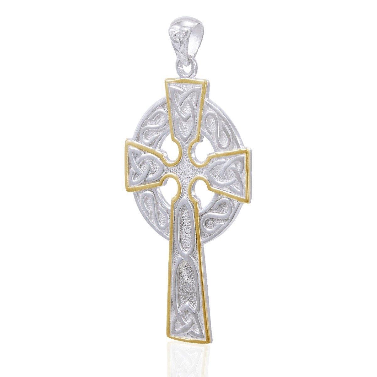 The Paradox of the Celtic Cross Silver and 18K Gold Accent Pendant TPV036 Pendant