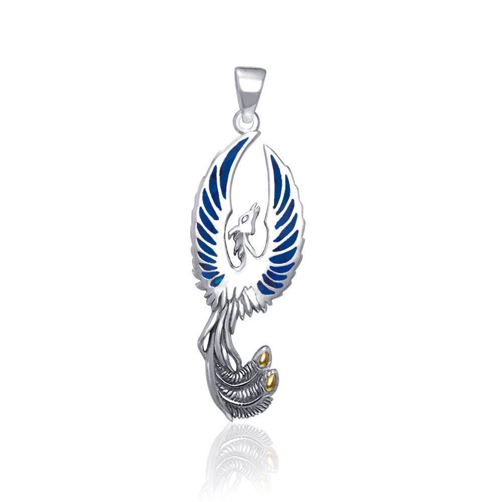 Flying Phoenix Silver Pendant with Gem TPV2838