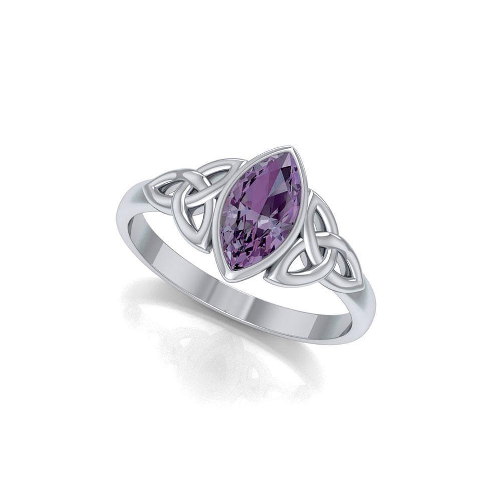 Endless and naturally eloquent ~ Sterling Silver Celtic Knotwork Ring with Gemstone TR556 Ring