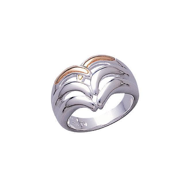 Modern Design Silver and Gold Ring TRV3422 Ring